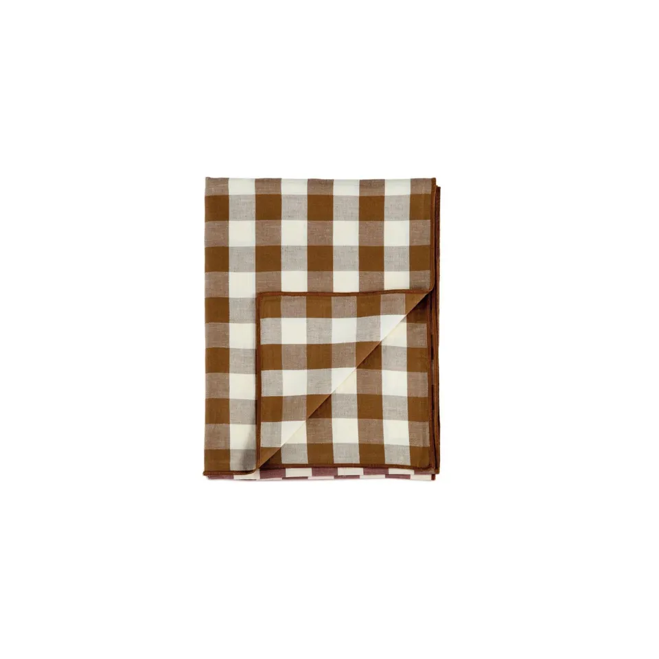 Andrea House chemin de table lin vichy marron
