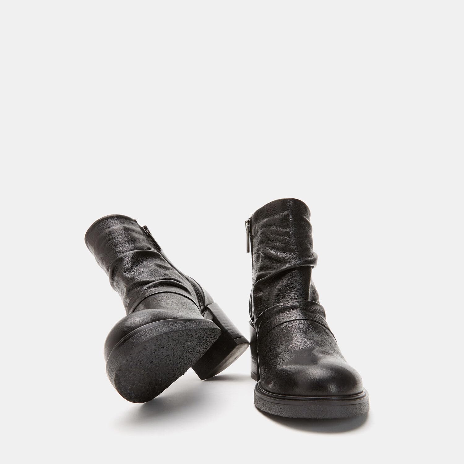 Bata Bottines Cuir à Talon Large Femme Confort