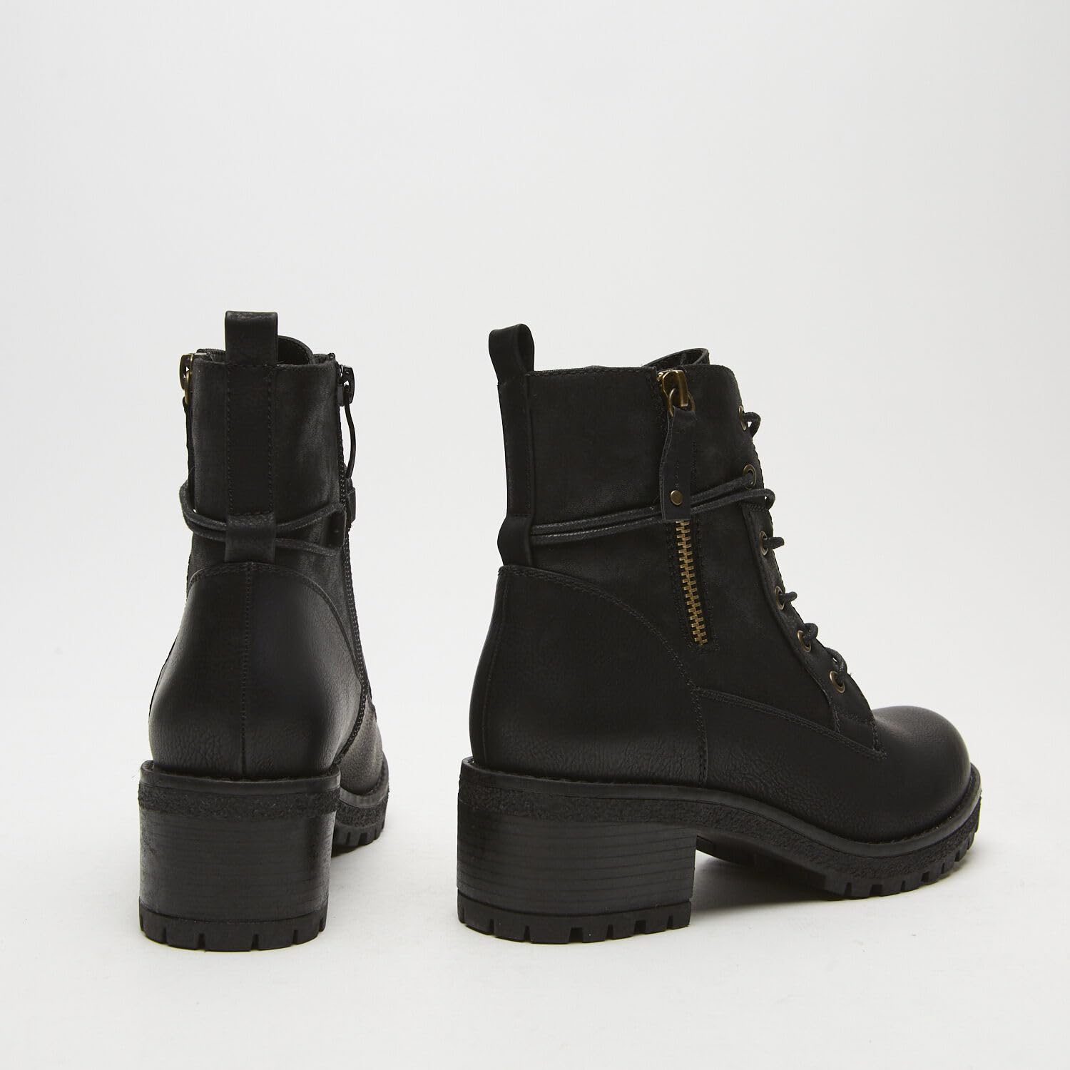 Bata Bottes de combat femme cuir noir zip