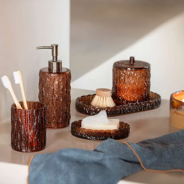 Andrea House Baño distributeur savon verre marron vintage