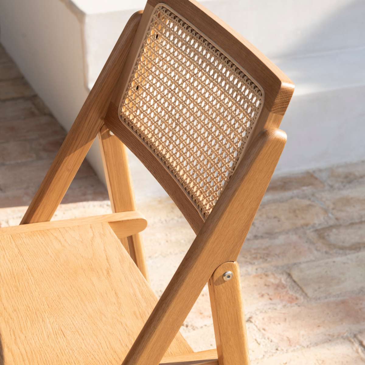 Andrea House Mueble chaise pliante chêne naturel