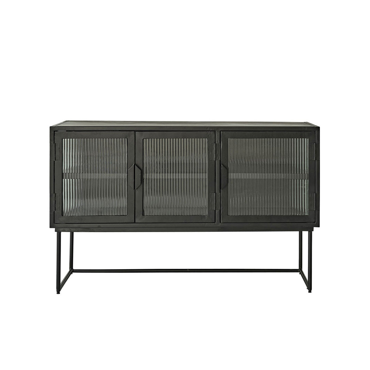 Berah Getah Octav buffet métal verre ondulé 120 cm noir
