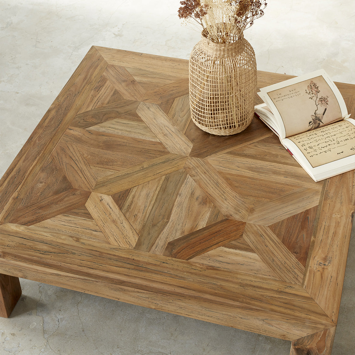 Berah Getah Cargo table basse teck recyclé 100 cm