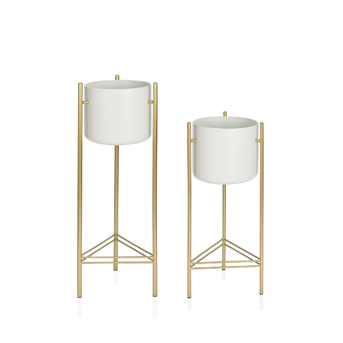 Andrea House Décor cache-pot sur pied blanc doré 80 cm