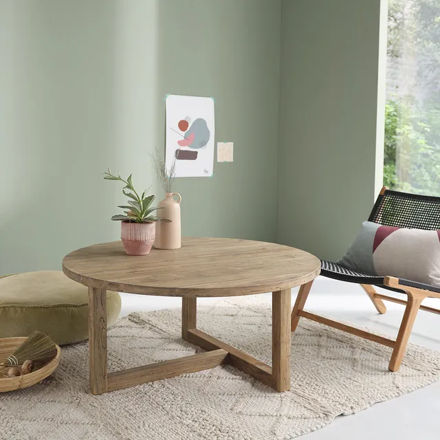 Berah Getah Cargo table basse teck recyclé Ø 100 cm