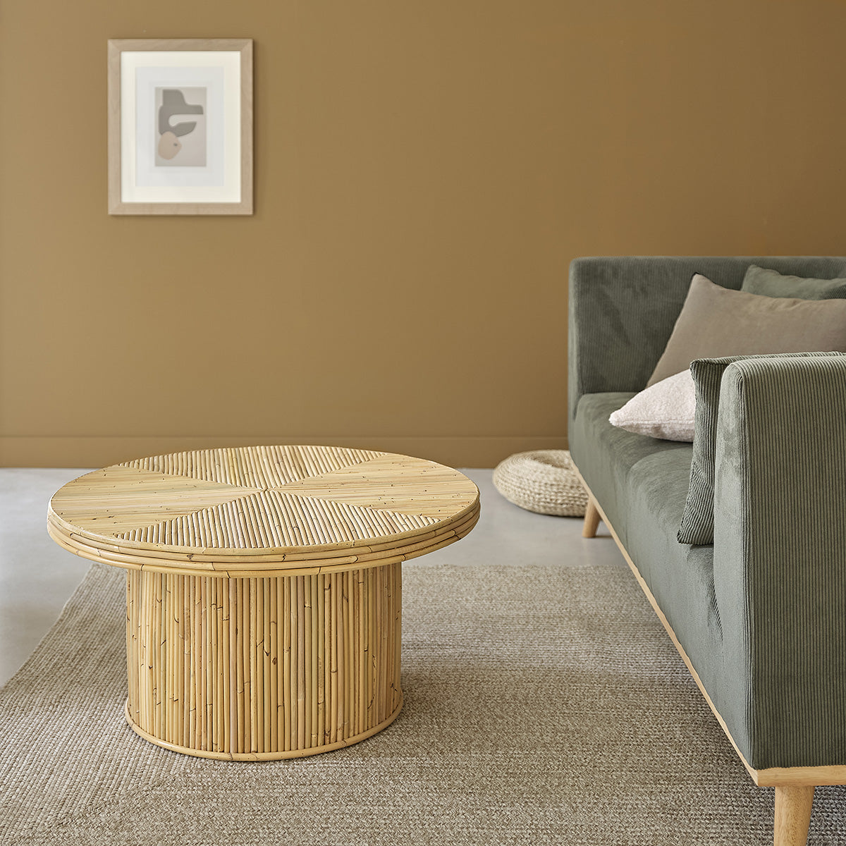Berah Getah ALMA Table basse rotin naturel Ø 80 cm