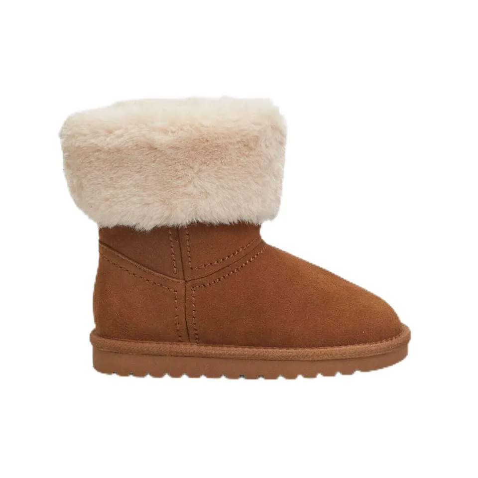Bata Bottines fille cuir velours fausse fourrure hiver