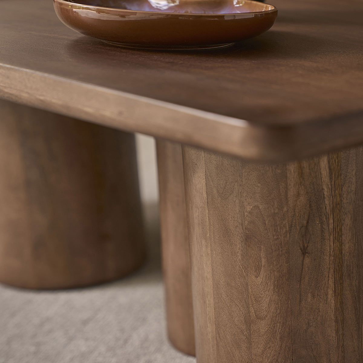 Berah Getah Cleo table basse manguier massif marron 120 cm