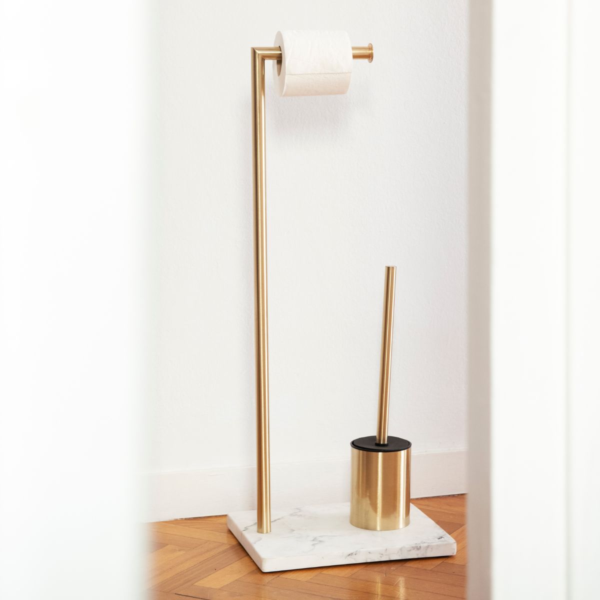 Andrea House porte-rouleau brosse WC doré marbre classique