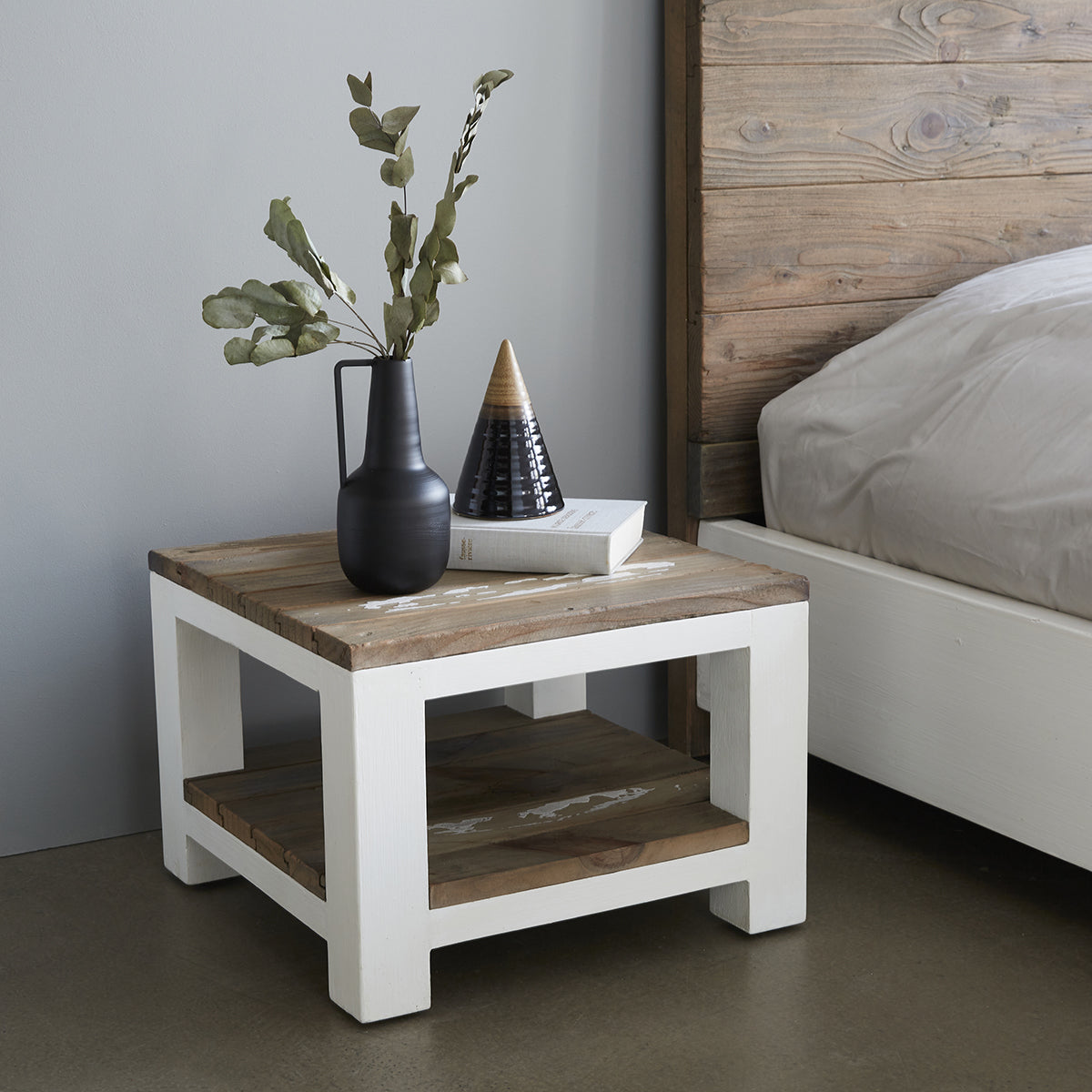 Berah Getah Honfleur table chevet bois recyclé 30 cm