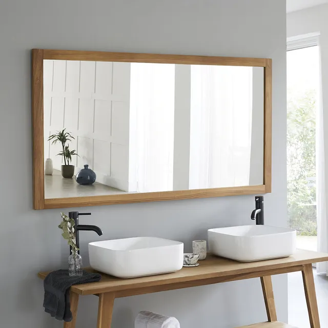 Berah Getah miroir teck massif rectangulaire 150x80 cm