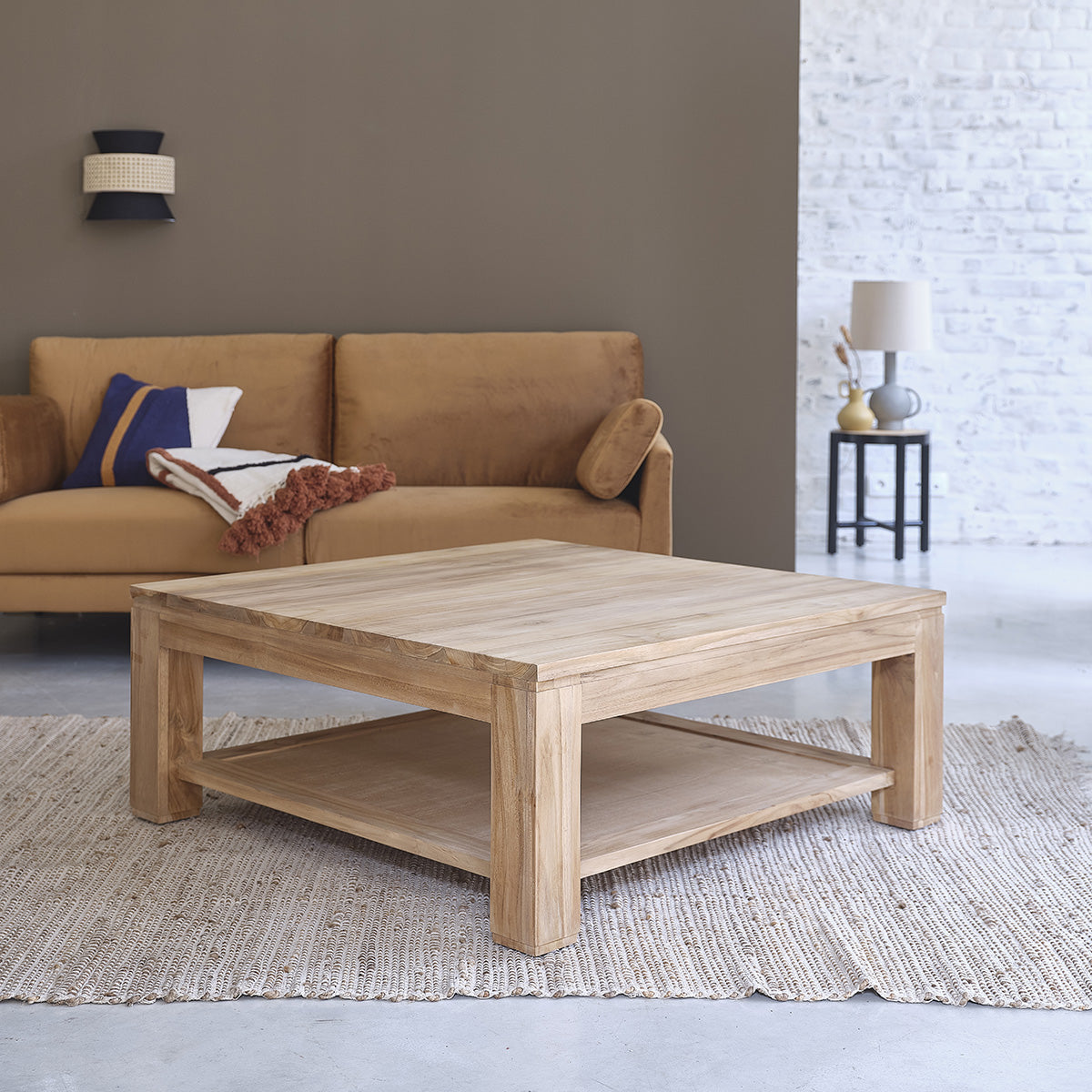 Berah Getah Boston table basse teck massif 100 cm