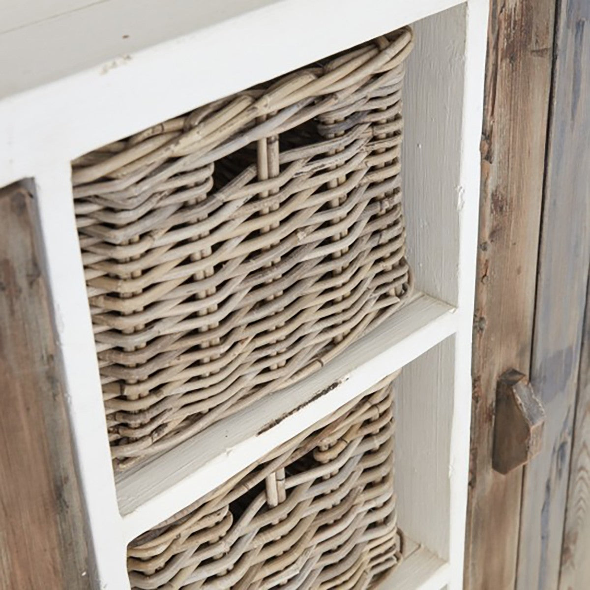 Berah Getah Honfleur Vaisselier pin recyclé 140 cm blanchi