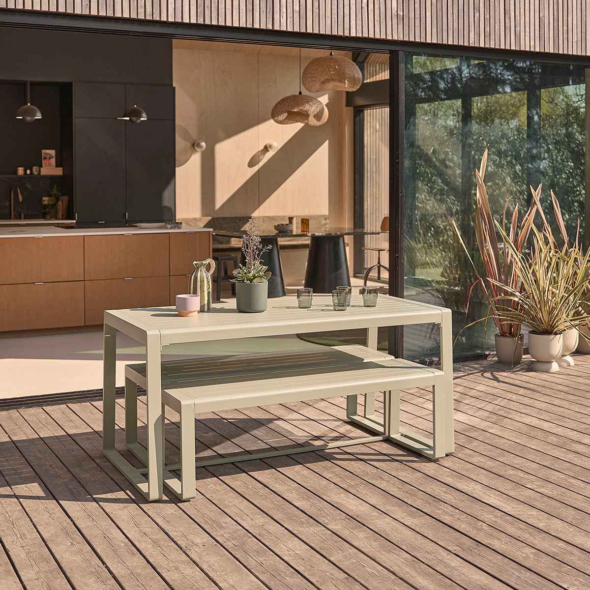 Berah Getah SÉLÈNE Salon jardin alu vert 4/6 pers.