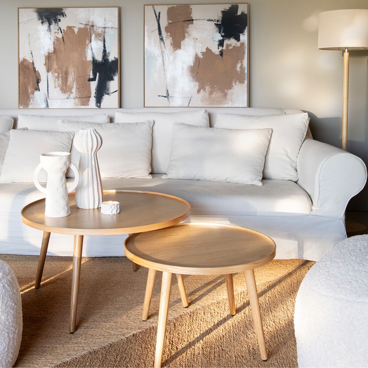 Andrea House table basse ronde chêne Ø80 x 45 cm