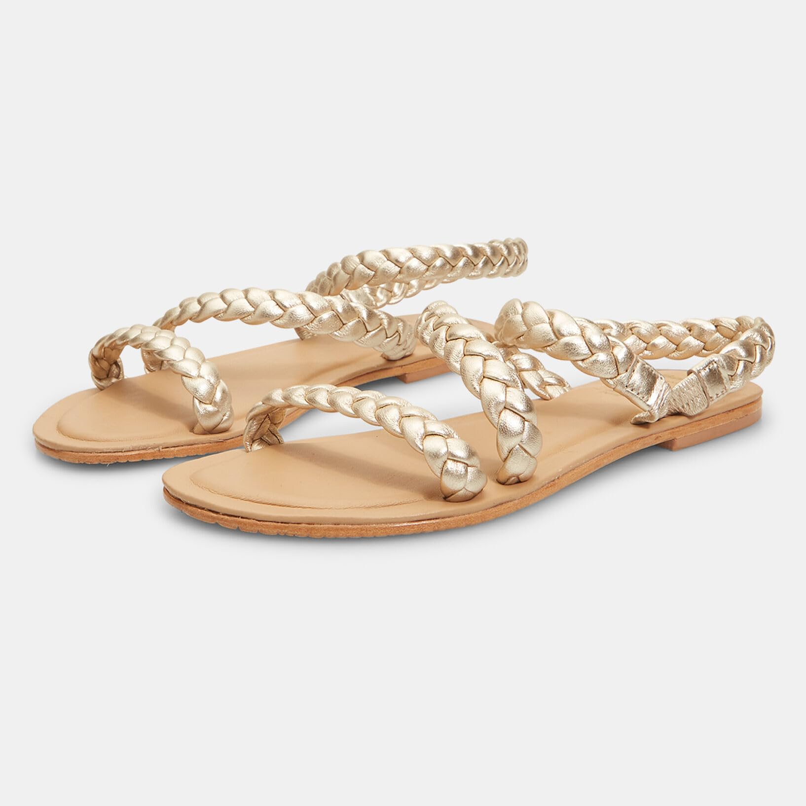 Bata Sandales plates femme cuir tressé été