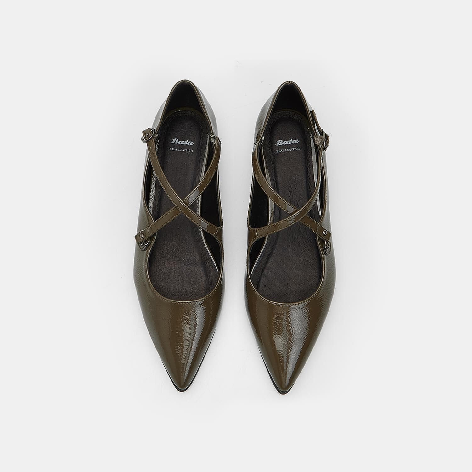 Bata Ballerines ballerine femme verte double bande