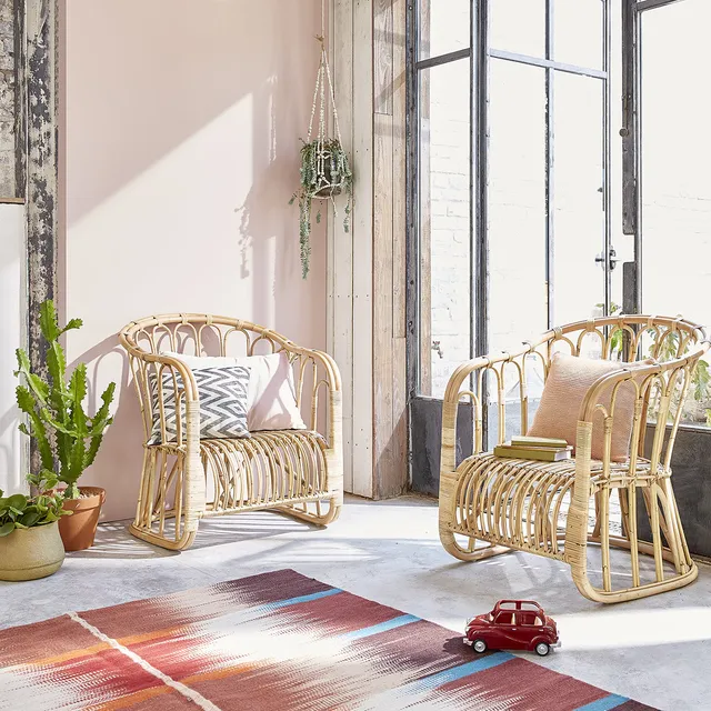 Berah Getah Paola Lot de 2 Fauteuils Rotin Naturel