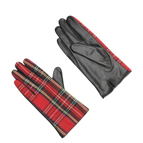 Bata Gants femme tissu écossais cuir