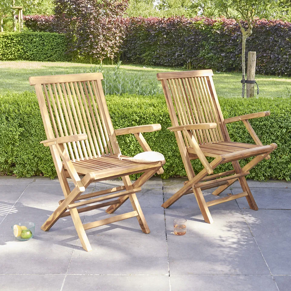 Berah Getah BALI fauteuil jardin teck lot de 2 pliant