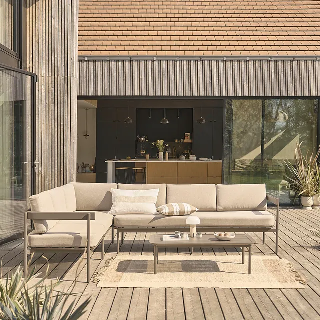 Berah Getah Alvar salon de jardin aluminium bas grège