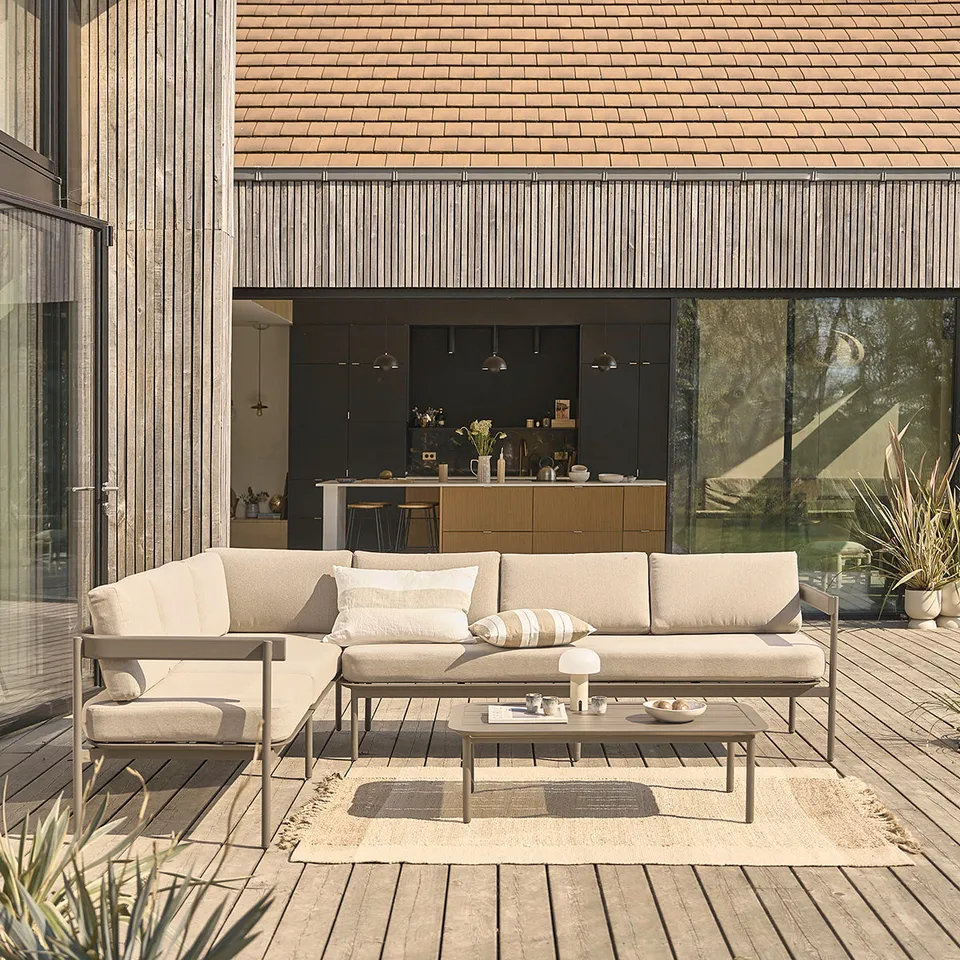 Berah Getah Alvar salon de jardin aluminium bas grège