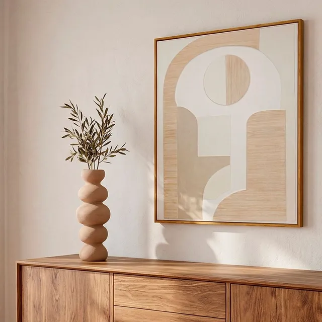 Andrea House Torino tableau abstrait beige blanc 80x100 cm