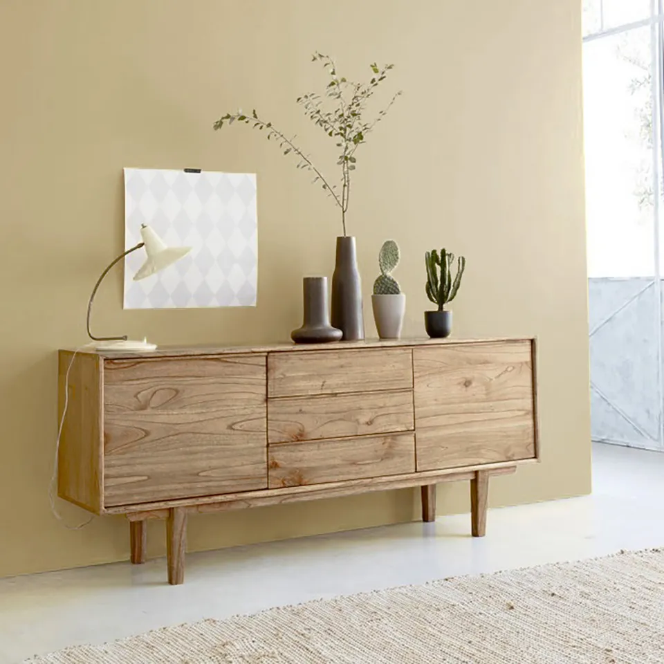 Berah Getah FIFTIES Commode mindi massif 180 cm 3 tiroirs