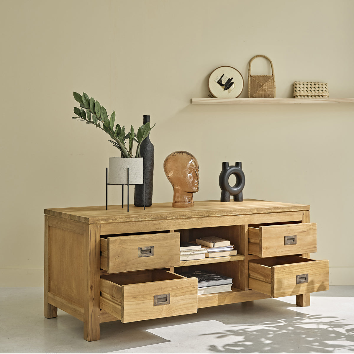 Berah Getah Boston meuble TV teck 120 cm
