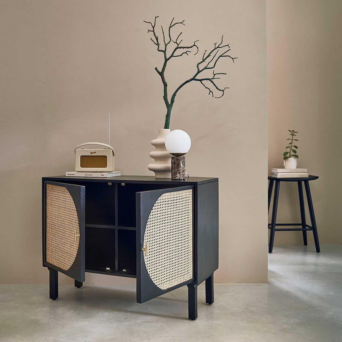 Berah Getah Zulma buffet manguier cannage noir 100 cm