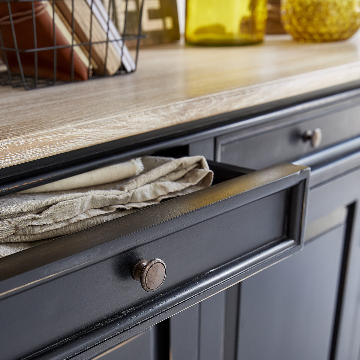 Berah Getah Bastide Buffet Acajou Teck Noir 180 cm