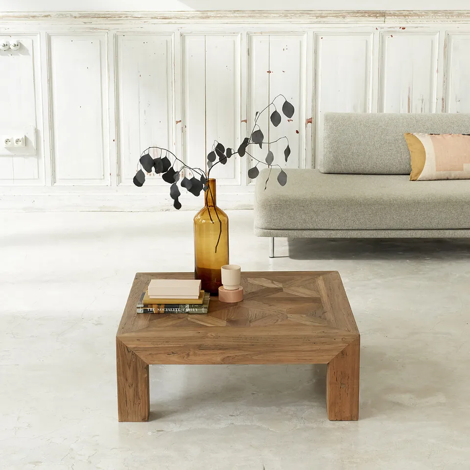Berah Getah Cargo table basse teck recyclé 80 cm