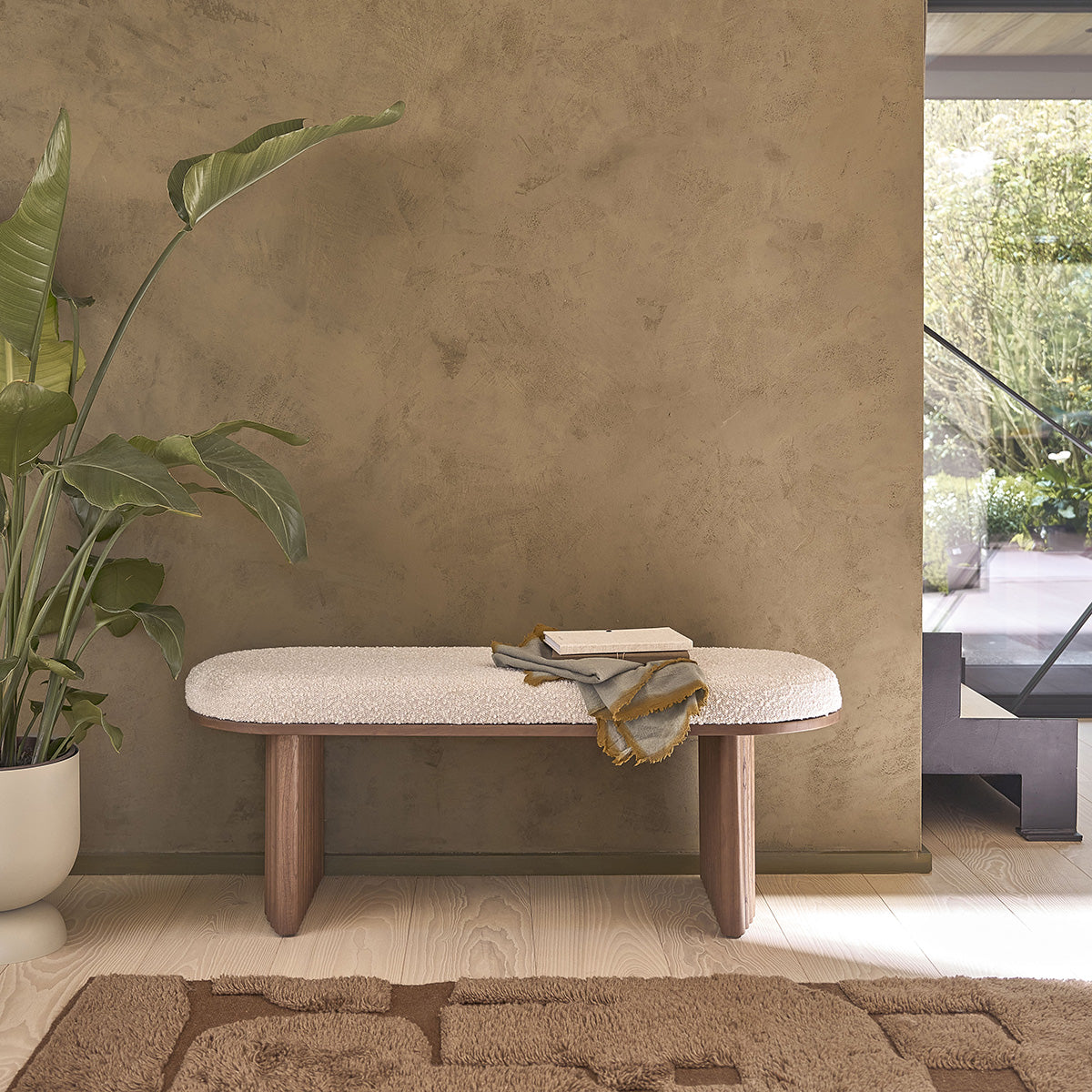 Berah Getah Marlow banc mindi bouclette 120 cm noyer