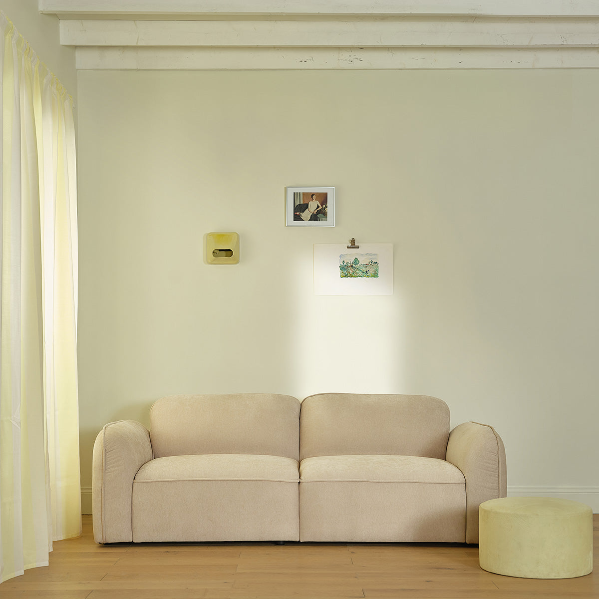 Berah Getah Hector canapé 3 places velours beige chiné