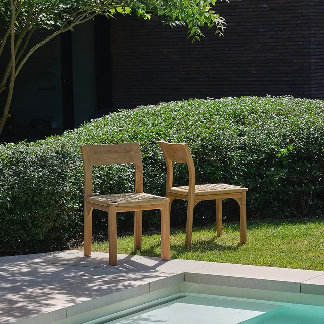 Berah Getah Piana chaise jardin teck rotin lot de 2