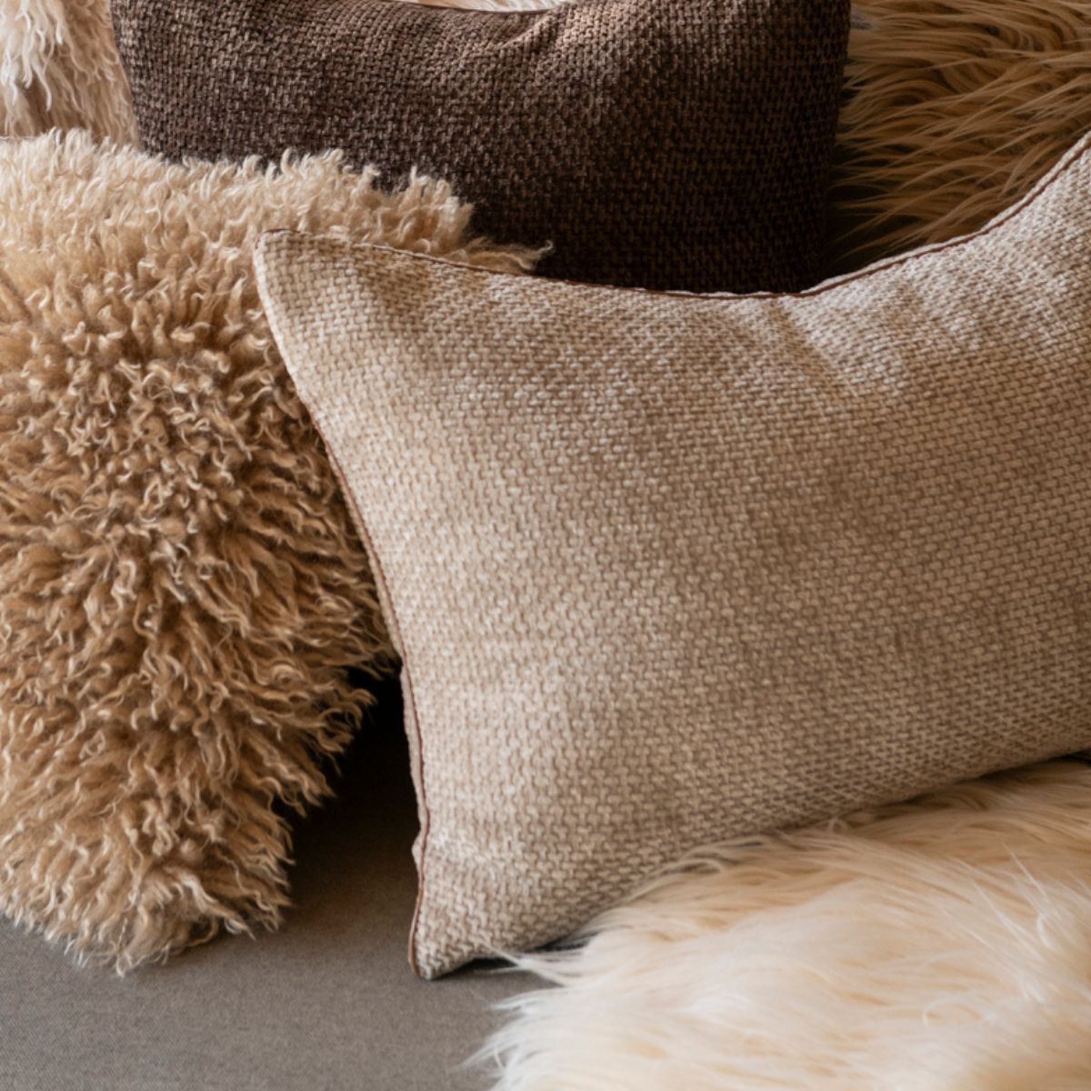 Andrea House Textil coussin chenille gris 40x60 cm