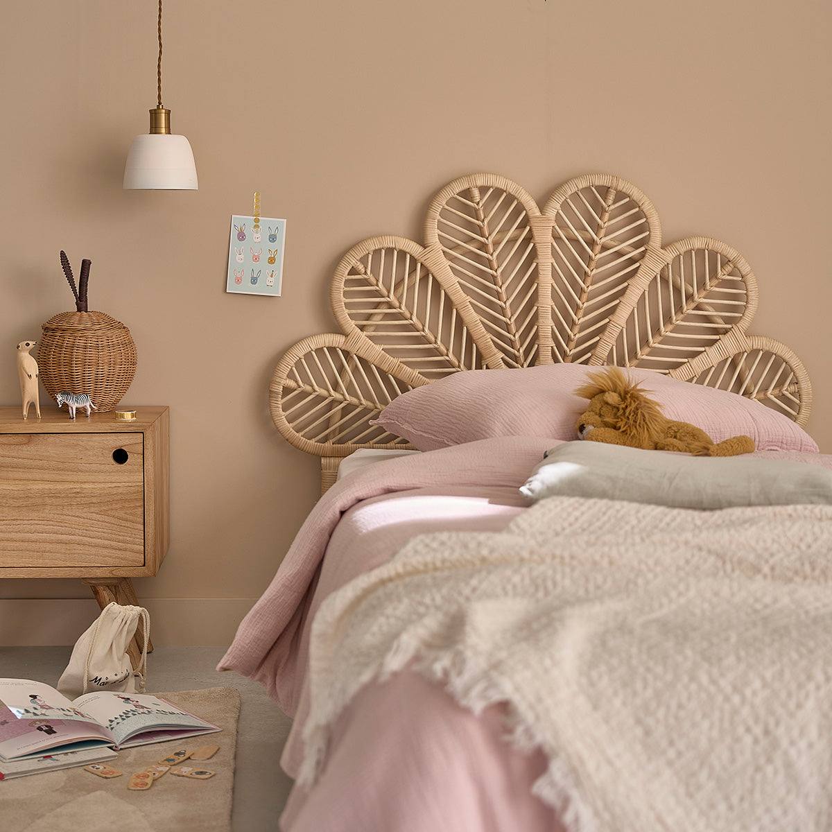 Berah Getah Colette tête de lit rotin 90 cm fleur