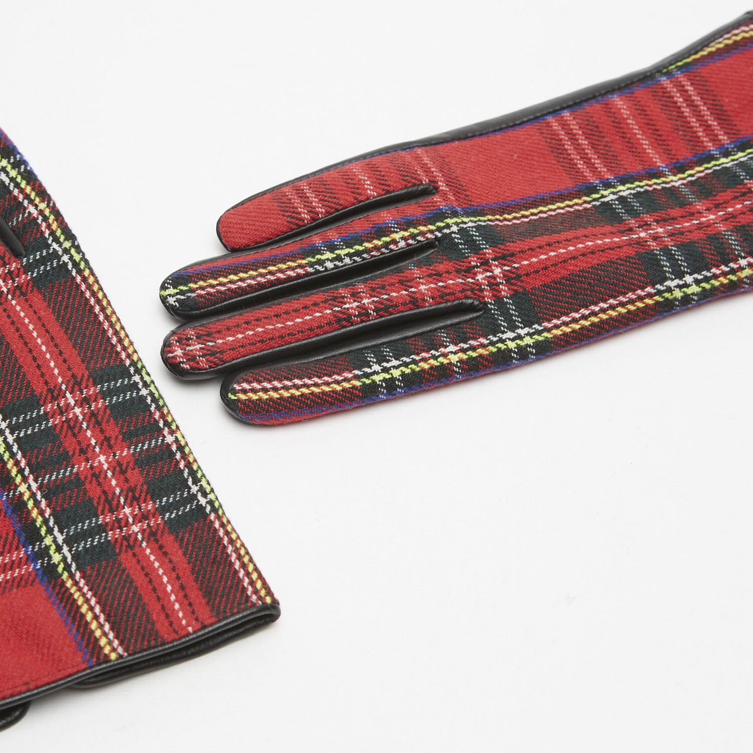 Bata Gants femme tissu écossais cuir