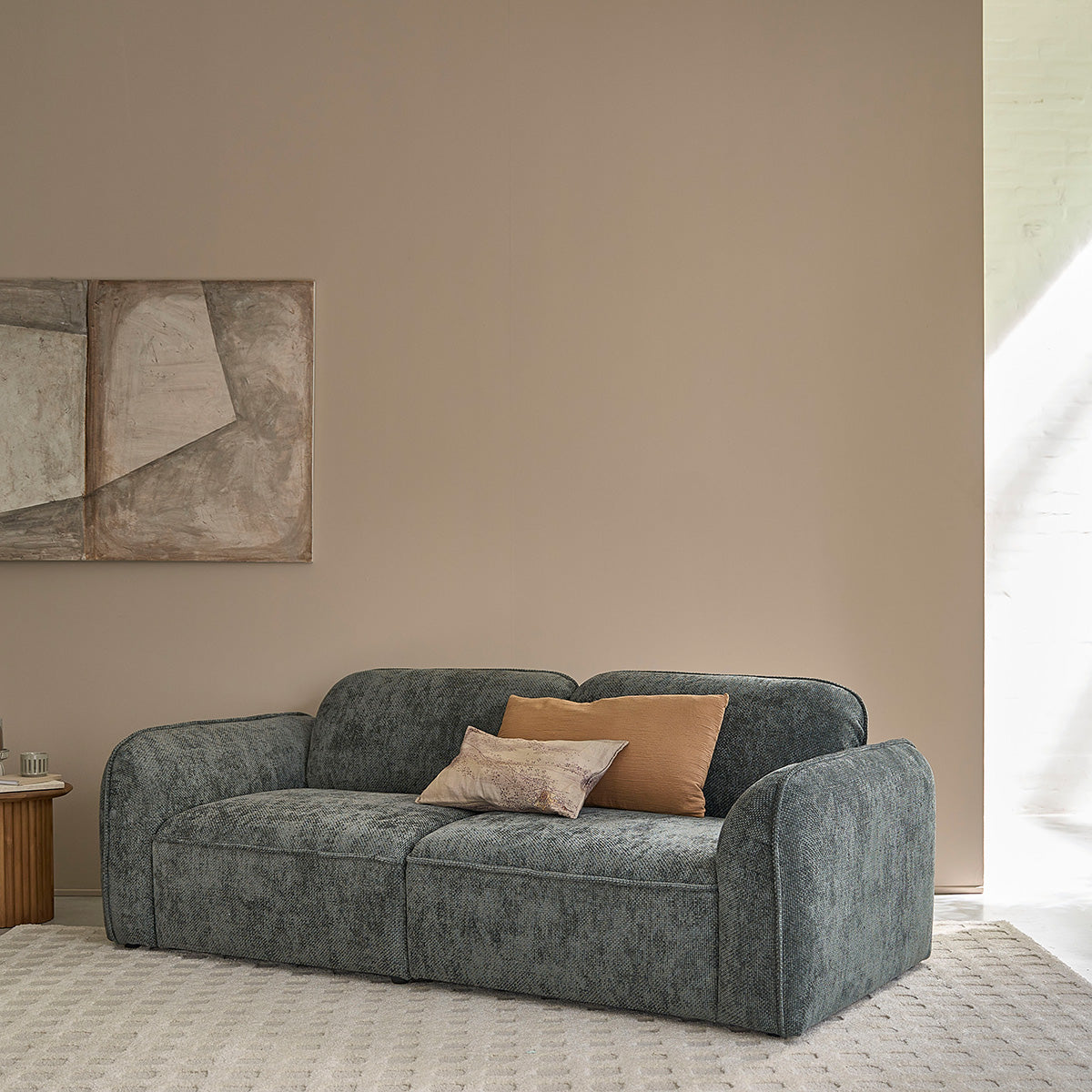Berah Getah Hector canapé 3 places velours vert de gris