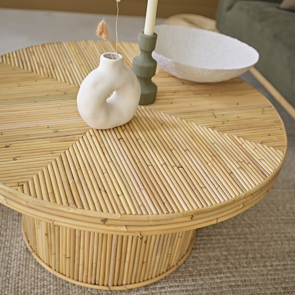Berah Getah ALMA Table basse rotin naturel Ø 80 cm