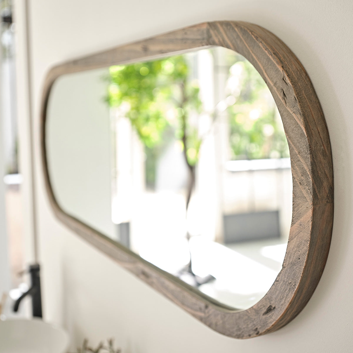 Berah Getah Sezanne Miroir ovale bois recyclé 140x50 cm