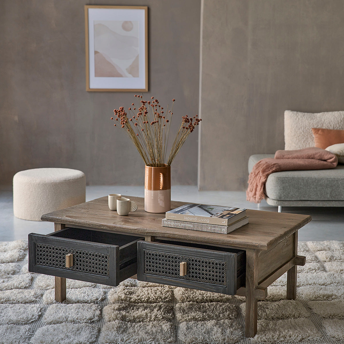 Berah Getah Junko table basse pin recyclé 110 cm