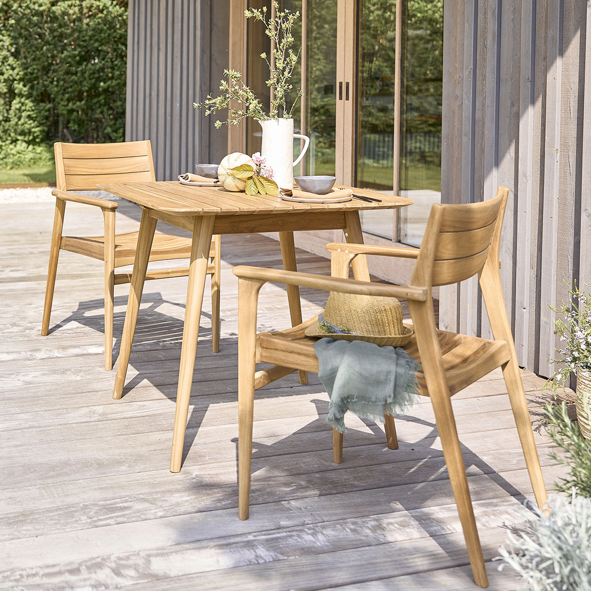 Berah Getah Jardin April Fauteuils jardin teck lot de 2