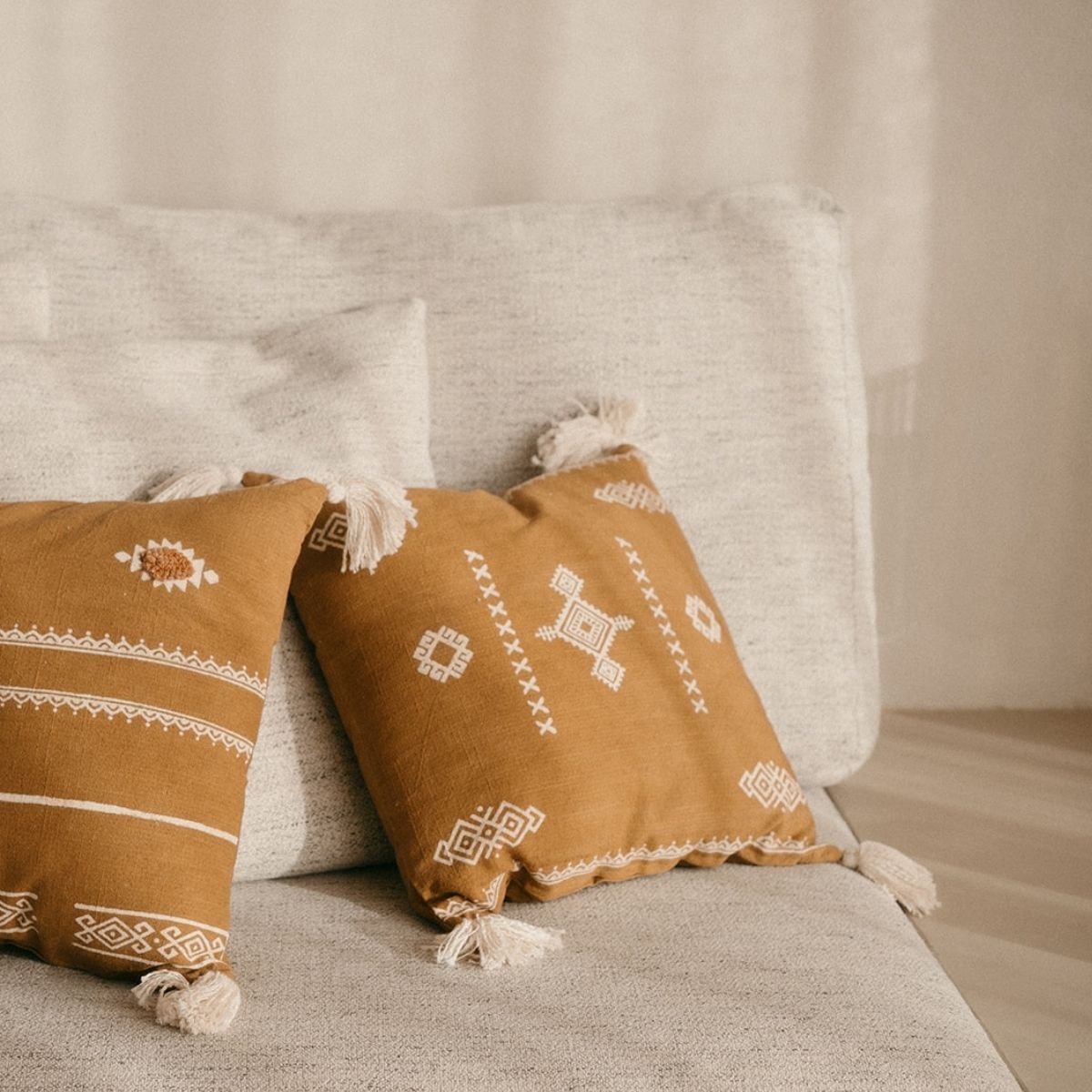 Andrea House Textil coussin marron ethnique 45x45 coton