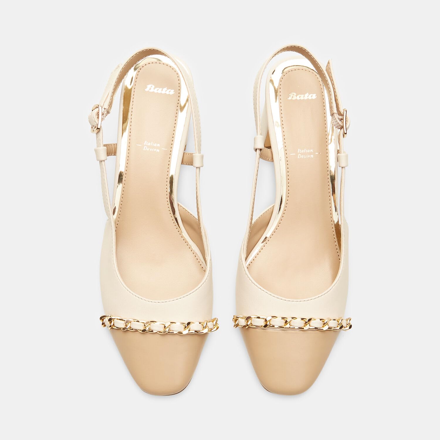 Bata escarpins femme talon midi chaîne élégante