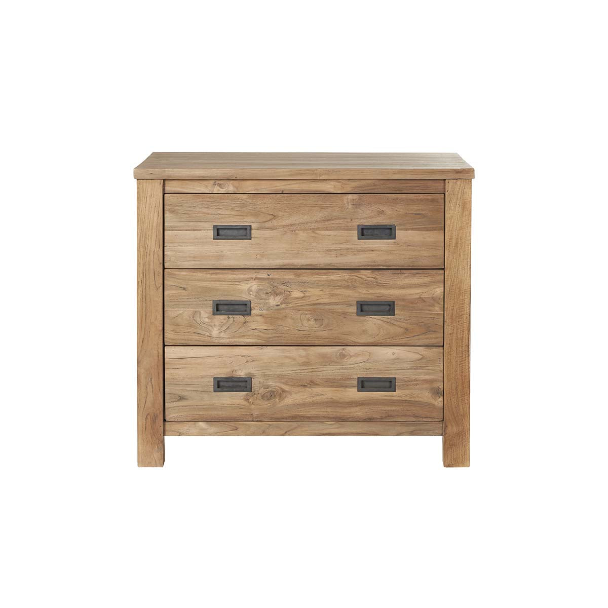 Berah Getah CARGO commode teck recyclé 90 cm 3 tiroirs