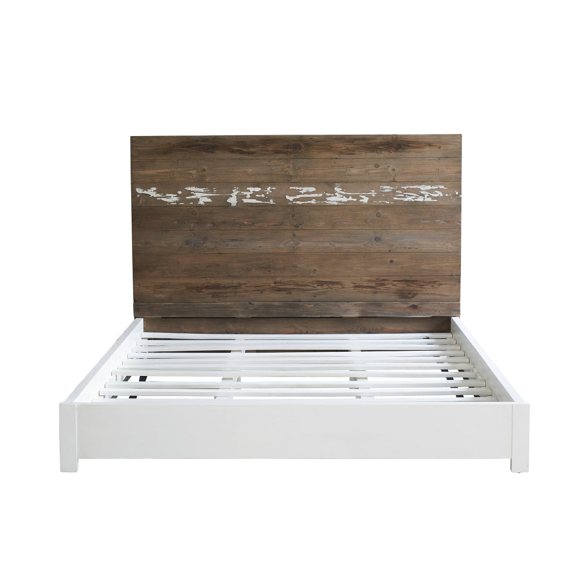 Berah Getah Honfleur lit 160x200 bois recyclé blanc patiné