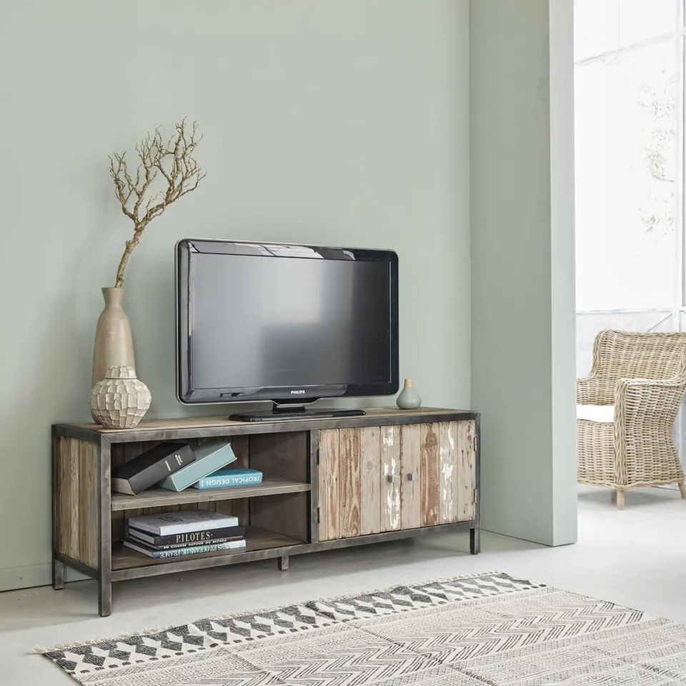Berah Getah Indus meuble TV bois recyclé métal 150 cm