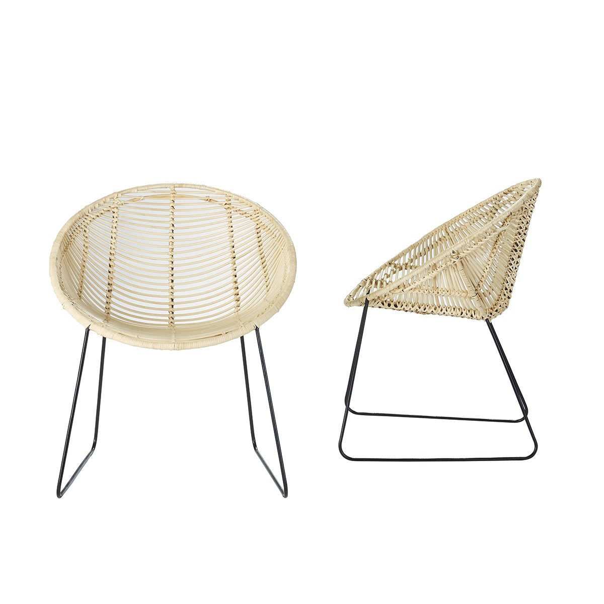 Berah Getah BOHEMA Lot 2 chaises rotin métal