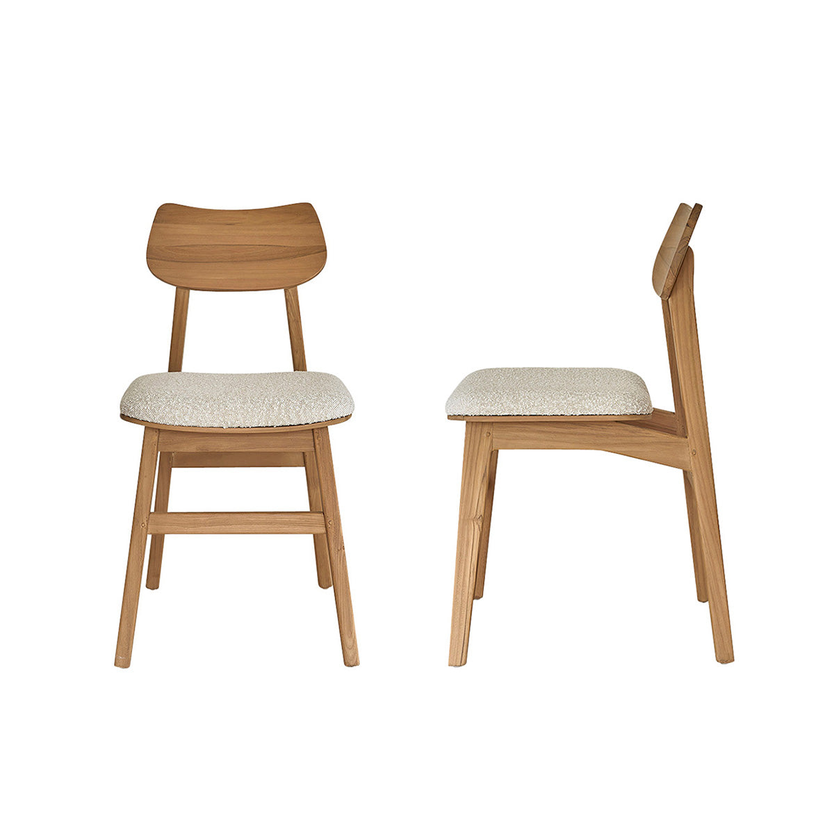Berah Getah Adele lot 2 chaises teck massif bouclette